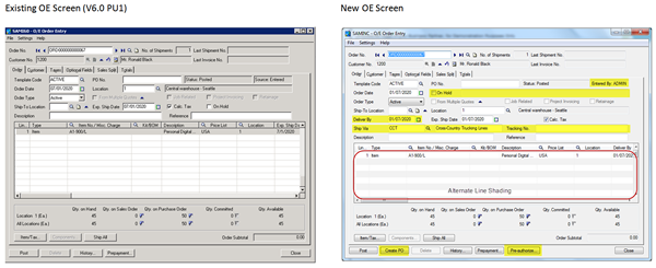Sage 300 ERP 2012 OE Screen