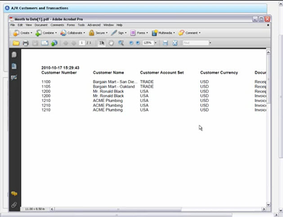 Print Sage Accpac Inquiry to PDF