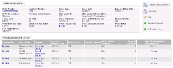 Sage CRM - Accpac Order Entry Pending Shipment