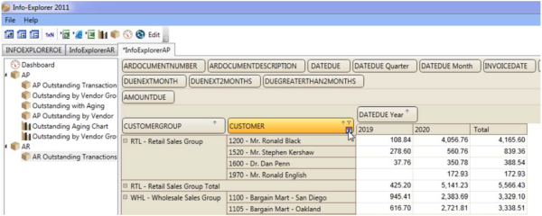 Apply row and column filters based on calculated fields in InfoExplorer cube