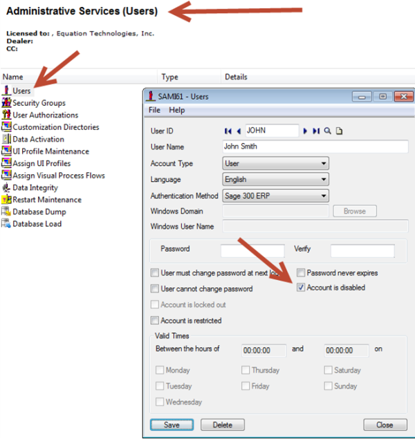 Sage 300 ERP - Disable Employee Account