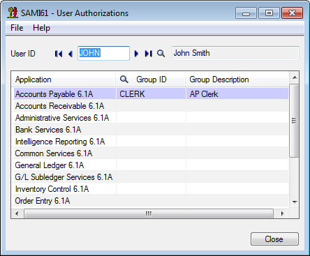 Sage 300 ERP - User Authorization Form