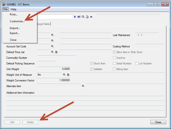 Sage 300 ERP - I/C Items 