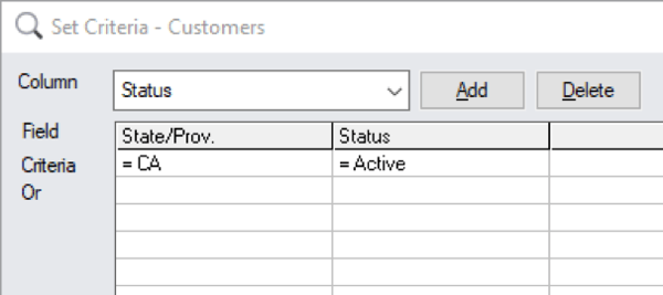 Accpac Export Filters