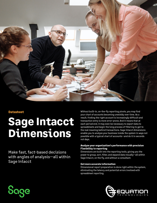 Sage Intacct Dimensions Front Page