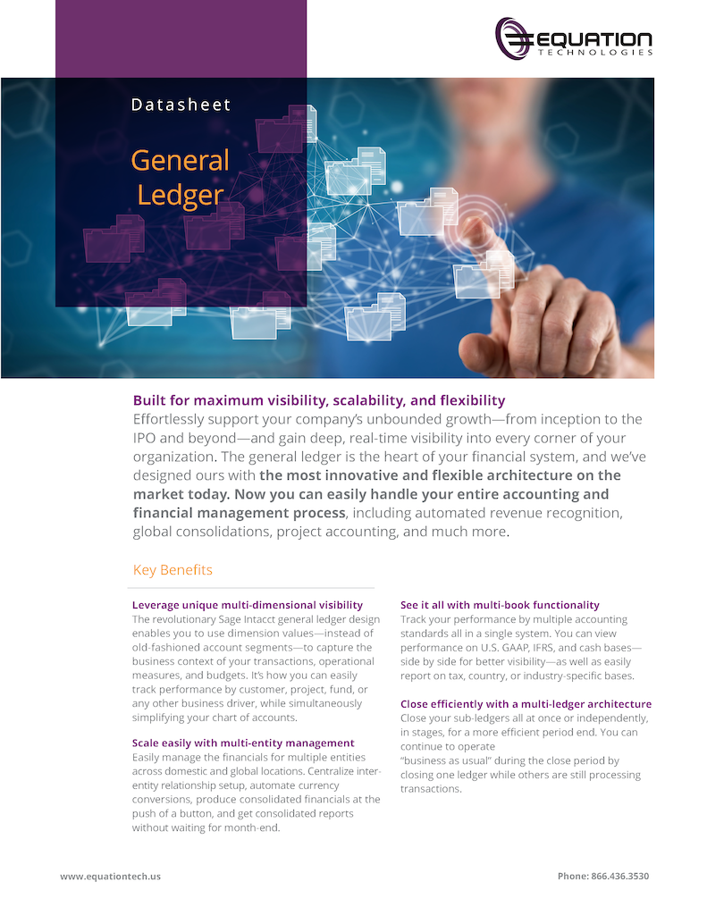 Front Page - Professional Services - Sage Intacct General Ledger Datasheet