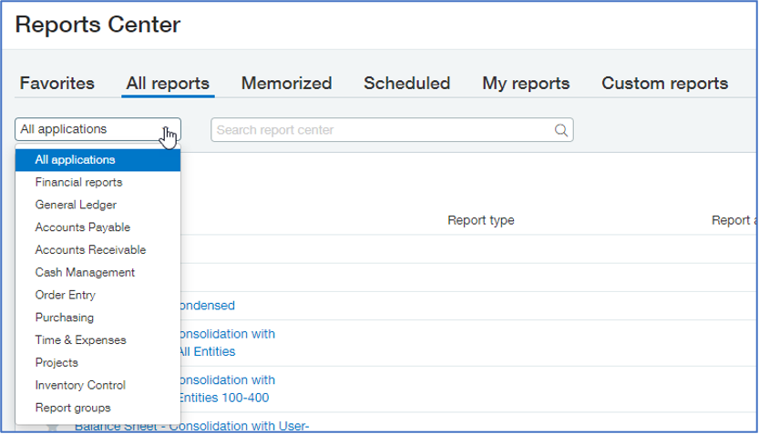 Intacct Reporting Dashboards