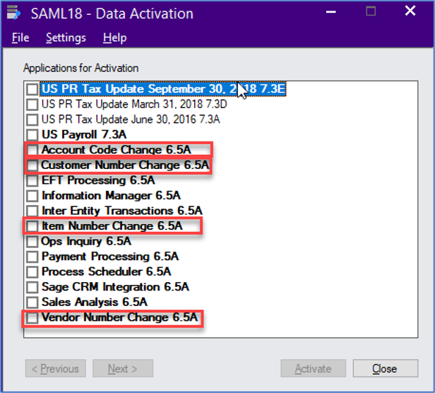 Sage 300 Account Item Number Change