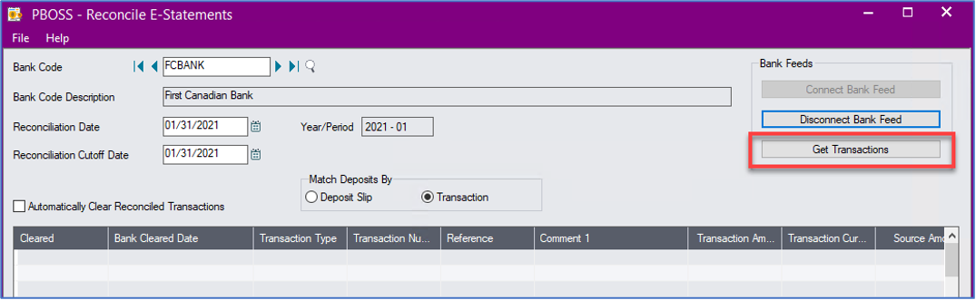 Sage 300 Accpac Bank Reconciliation Bank Feeds 