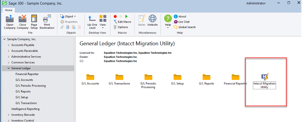 Sage 300 Intacct Migration Utility