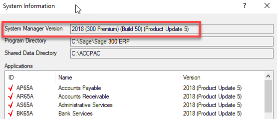 Sage 300 System Information