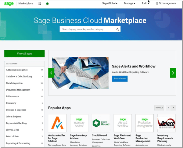 Sage Business Cloud Marketplace