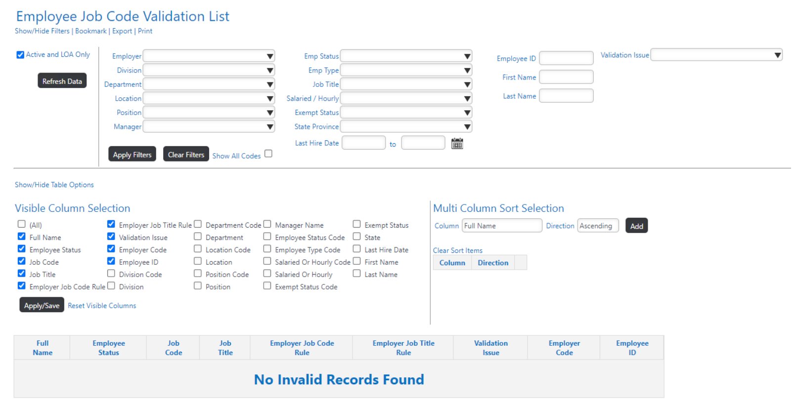 Sage HR Action Statistics Analysis