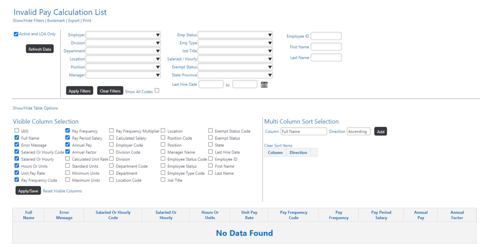 Sage HRMS Actions Analysis