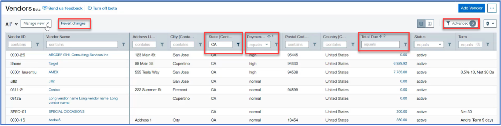 Sage Intacct 2022 R1 Enhanced Lists