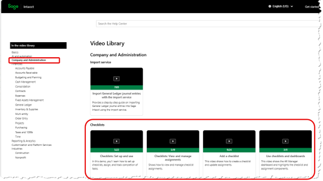 Sage Intacct Checklists 09