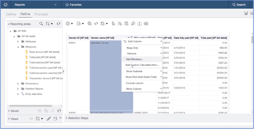 Sage Intacct Reports Dashboards