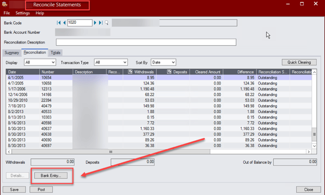 Sage 300c Bank Reconciliation