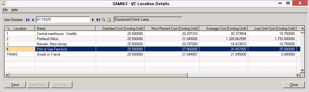 IC Location Details screen