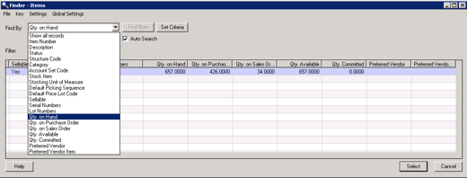 Sage 300 Classic Finder