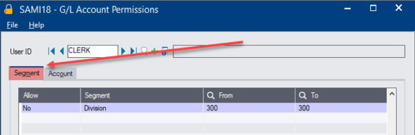 Sage 300 GL Security Segment