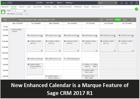 Enhanced Sage CRM Calendar 2017