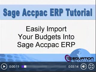 Sage Accpac Importing GL Budget