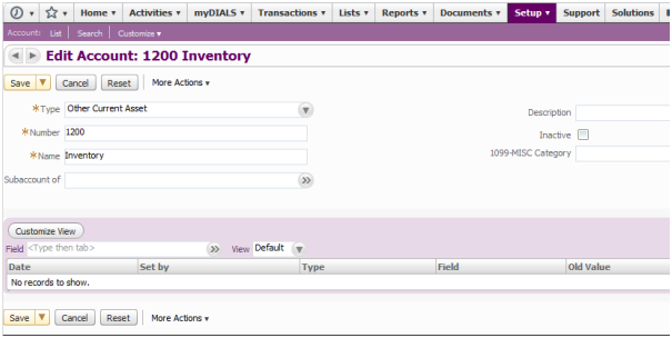 Netsuite chart of accounts