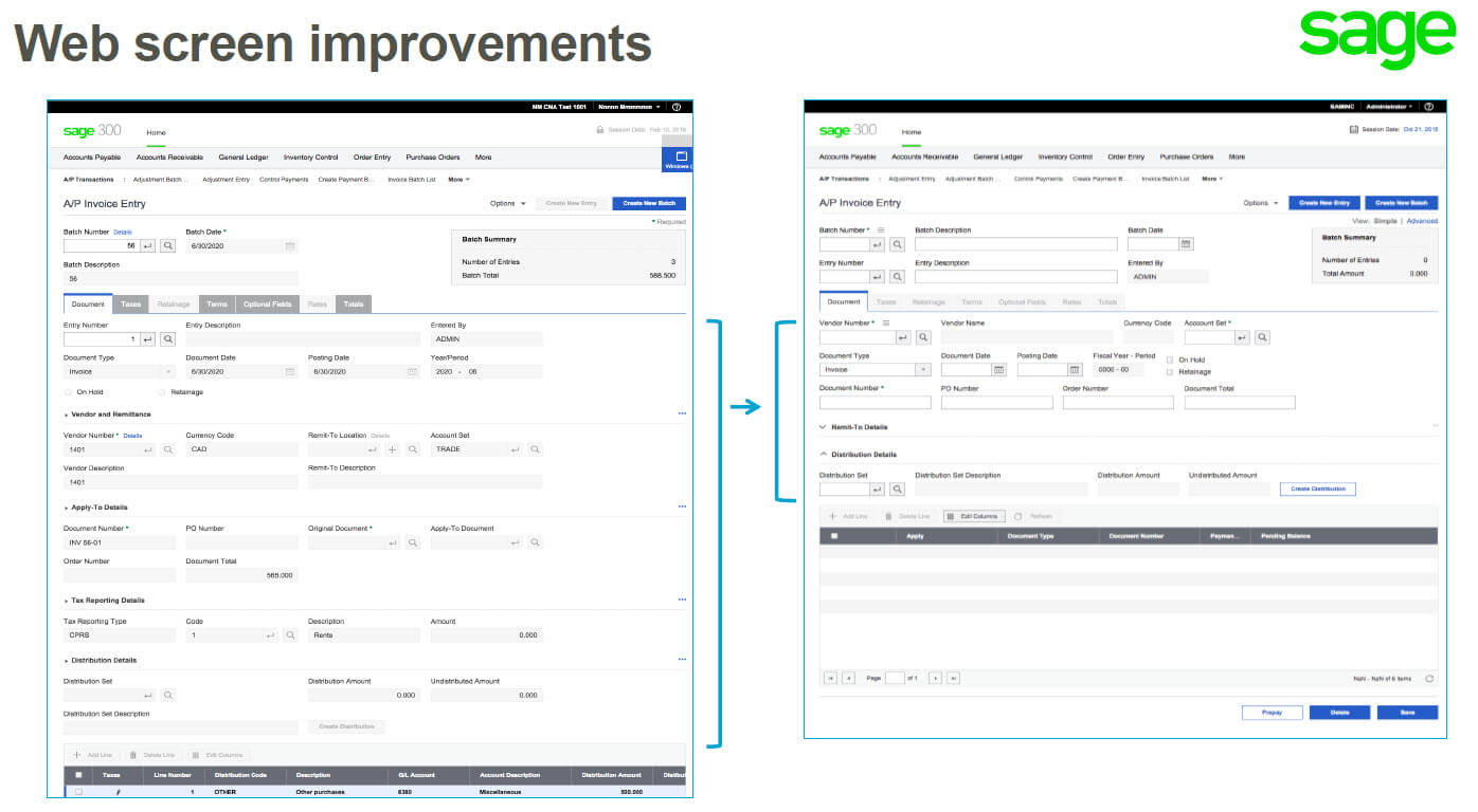 Sage 300 2017 - Web Screen Improvements